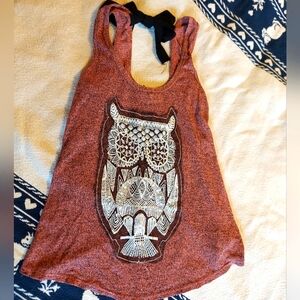 Rust Tank Top with Owl Design